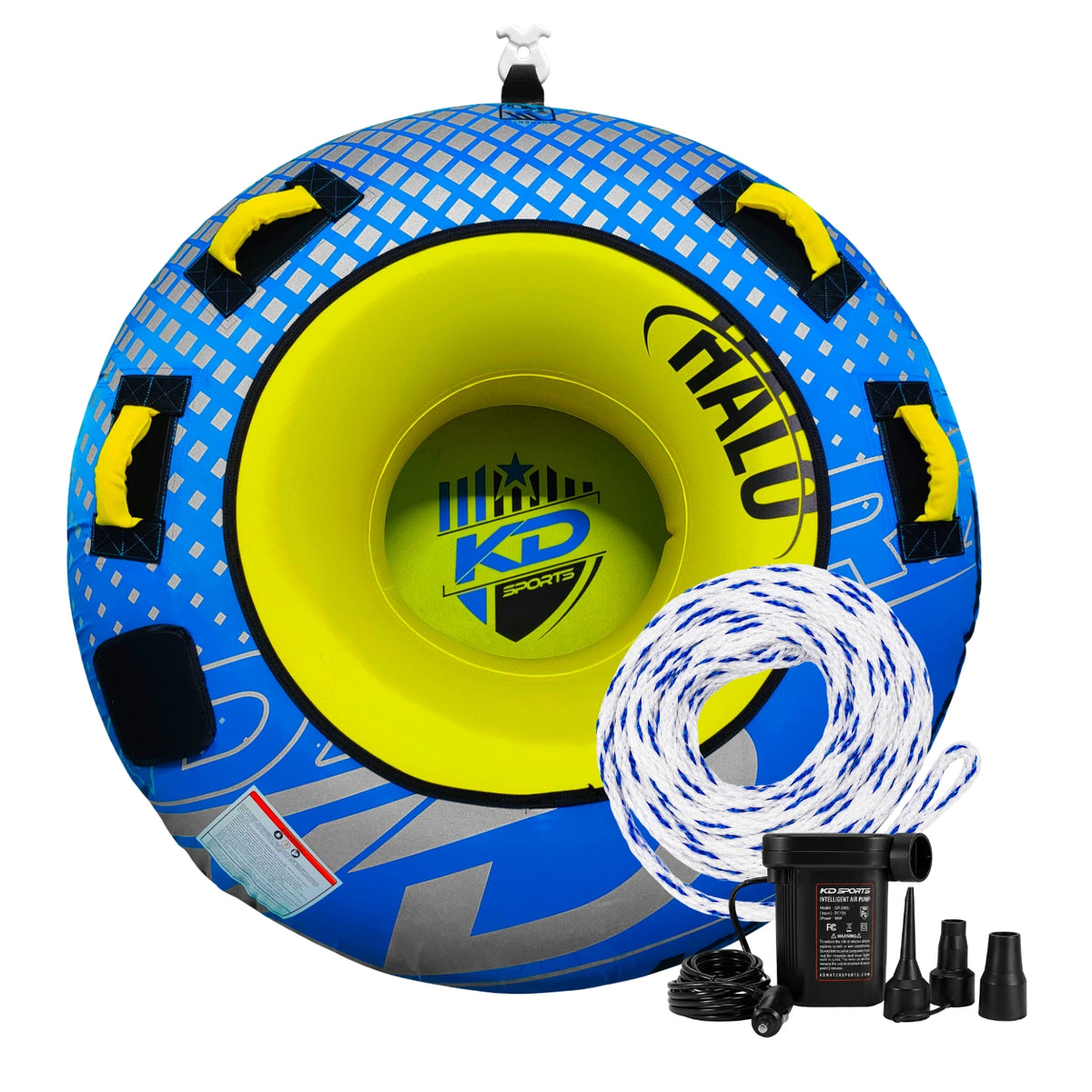 2027 KD Halo Tube with Pump & Rope Blue/Yellow 54"