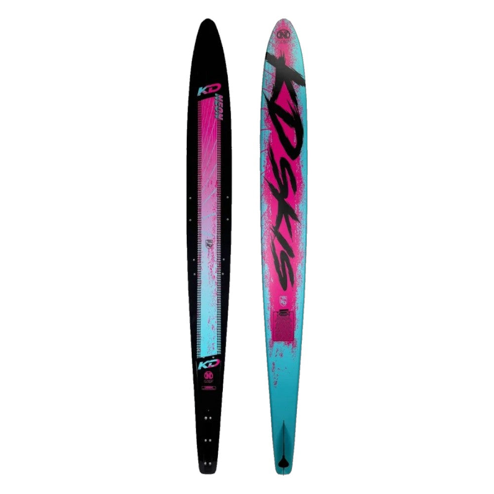 KD Neon Slalom Ski + Axcess & RTP Bindings Pink/Teal